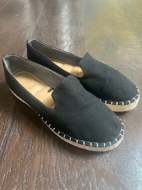 Joie Cara Black Canvas Slip-on Espadrille Platform Shoes Size 7.5